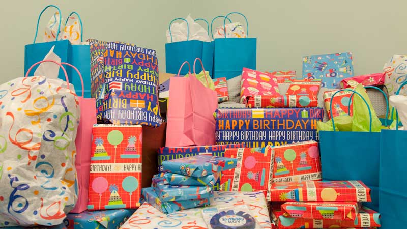 June birthday presents wrapped