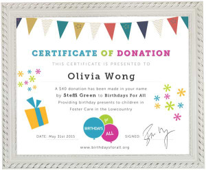 Certificate of Donation