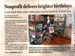 Birthdays For All Post and Courier Article